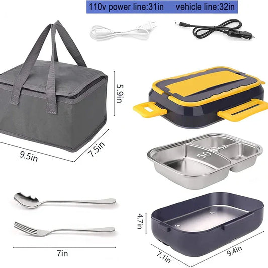 Cutie electrica pranz, Otel inoxidabil, 1.5 Litri, 220V / 12V-24V + Dispenser detergent vase cu suport pentru burete CADOU