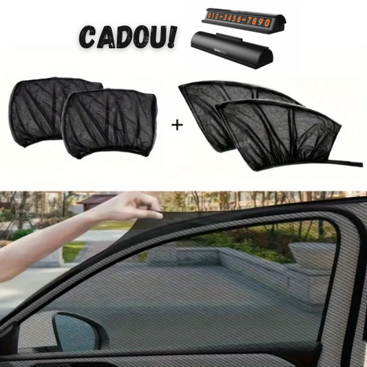 Set 4 Parasolare auto, termoizolante, protectie UV, Negru + Suport numar de telefon CADOU