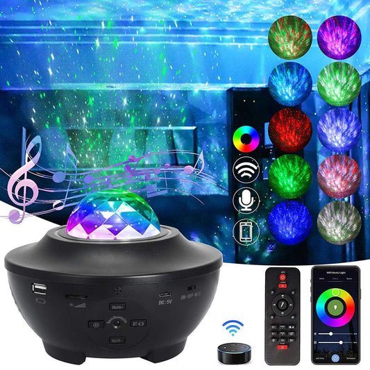 Proiector Amouhom, Lumini LED, Telecomanda, Bluethooth, Cablu USB