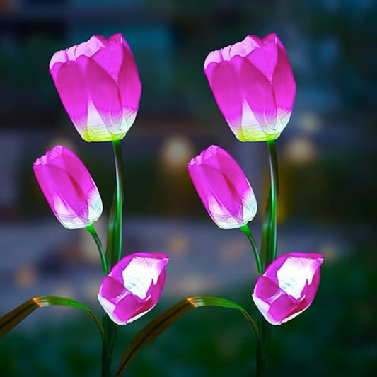 1+1 CADOU Lampa solara LED cu flori, 75x5x5cm, IP65, pentru decorare gradina, mov