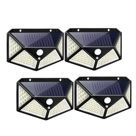 Pachet 2+2 CADOU Lampa 100 LED cu panou solar, senzor de miscare