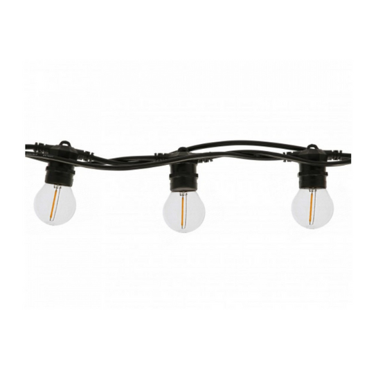 Ghirlanda Luminoasa 5M cu 10 Becuri LED, E27, 1W, Interconectabile, Cablu cu Pendul Negru, Lumina Calda,de Exterior