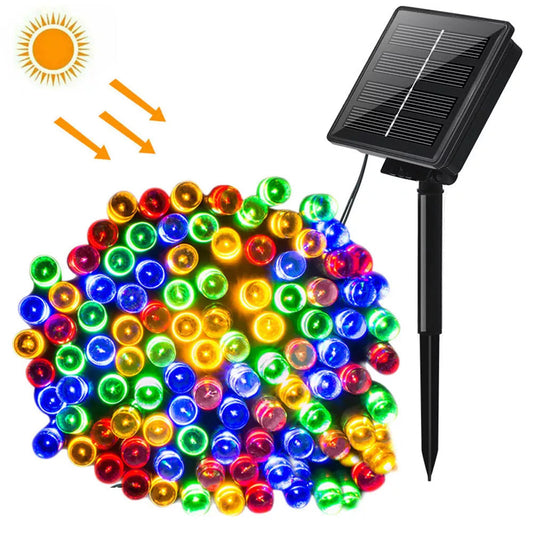 Instalatie 240 leduri, 30 metri, Incarcare solara, multicolor