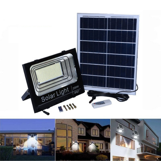 1+1 CADOU Proiector cu Panou Solar Monocristalin si telecomanda, IP67 - 200W