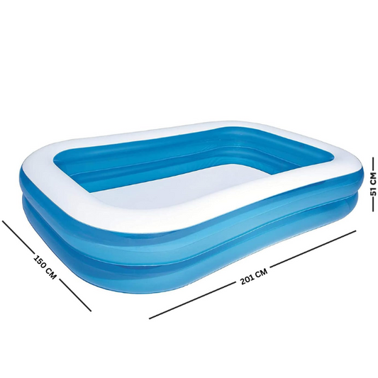 Pachet promotional Piscina Gonflabila cu 2 inele + Hamac din bumbac, dimensiuni 200 x 80 cm + Pompa electrica CADOU