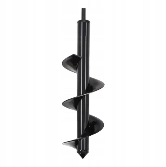 1+1 CADOU Burghiu spiralat pentru gradina, compatibil cu bormasina, special pentru gauri in pamant, din otel, 25x8 cm, negru