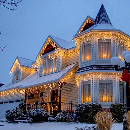 Instalație de Crăciun, franjuri cu led tip țurțuri, exterior, 20 metri, 500 LED-uri, interconectabila