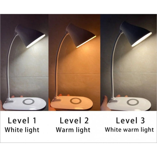 Lampa birou LED cu incarcare wireless, alb, 18x10x41cm