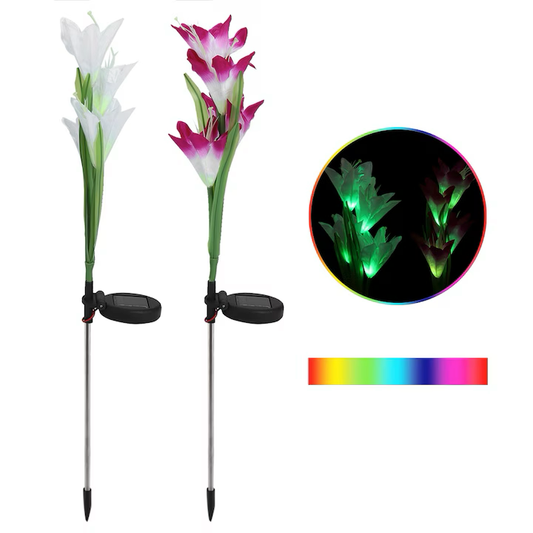 1+1 CADOU Lampa solara LED pentru gradina, design floral, energie solara, 30x10cm