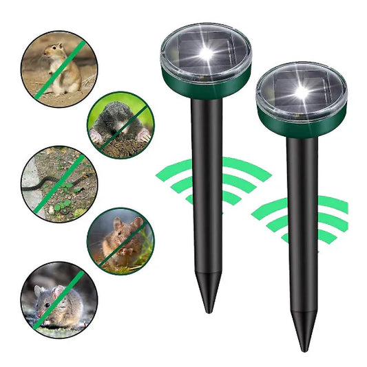 Set 4 x Aparat Cu Incarcare Solara Anti Daunatori, Pentru Cartite, Gradina, Cu Tarus, Verde