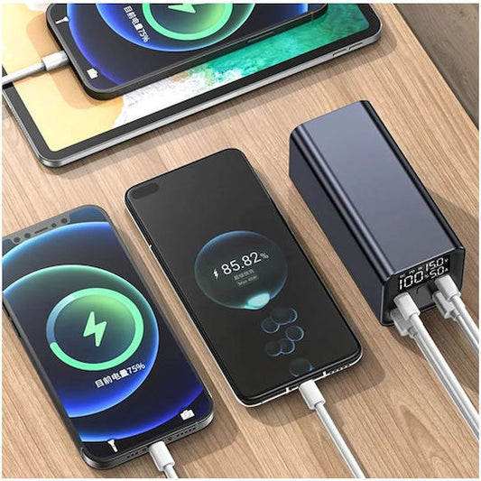 Power Bank 30000mAh 100W cu 2 Porturi USB-A și 2 Porturi USB-C Negru