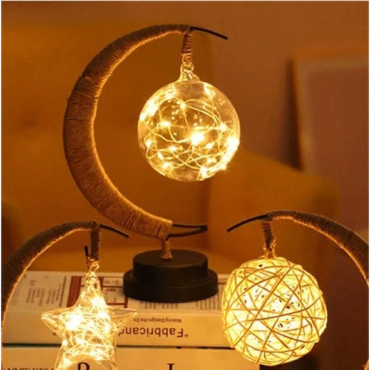 Decoratiune luminoasa luna cu glob