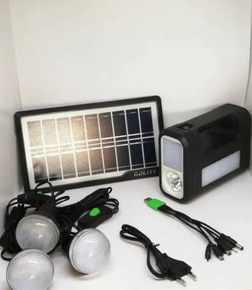 Kit Solar GD-Lite 8017 3 becuri LED, Panou Solar , Incarcator USB, acumulator de mare capacitate