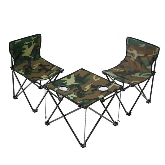 Set Masa cu 2 Scaune Pentru Camping Pliabile Model Army Geanta Inclusa