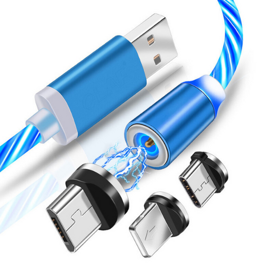1+1 CADOU - Cablu de incarcare 3 in 1 magnetic cu mufa lightning, micro-USB si type C