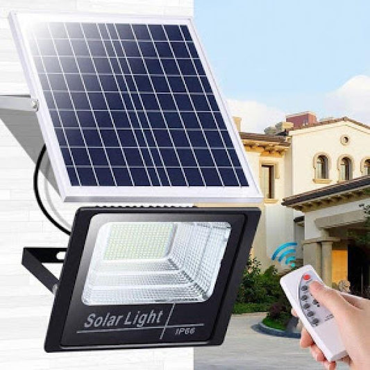 Proiector LED exterior 60W alb rece cu panou solar