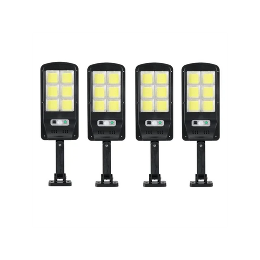 Set 4 X Proiector solar 6 celule, 30W, 120 LED, cu senzor de miscare + Lanterna multifuntionala Swat CADOU